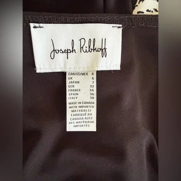 Joseph Ribkoff Canada Black V-Neck Cutout Stretch Top  Abstract Sleeve Size 4 - Picture 6 of 6